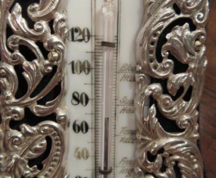 Edwardian Period Silver Desk Top Thermometer - Image 2