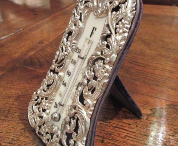 Edwardian Period Silver Desk Top Thermometer - Image 5