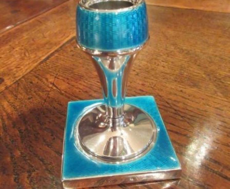 Pair of George V Period Silver & Enamel Candlesticks - Image 4