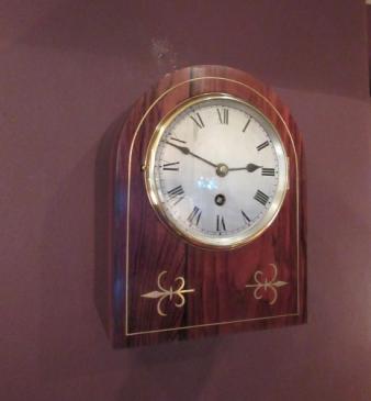 Late 19th Century Rosewood Inlaid Library Wall Clock