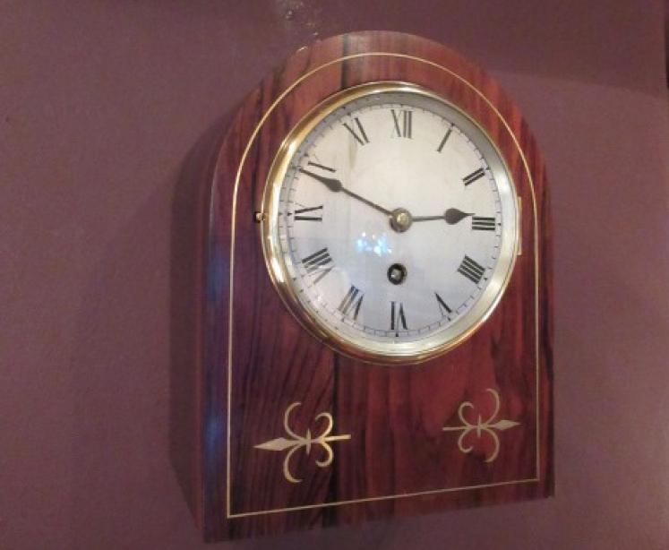 Late 19th Century Rosewood Inlaid Library Wall Clock - Image 1