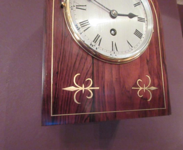 Late 19th Century Rosewood Inlaid Library Wall Clock - Image 2