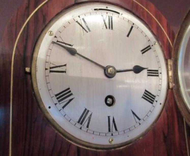 Late 19th Century Rosewood Inlaid Library Wall Clock - Image 3