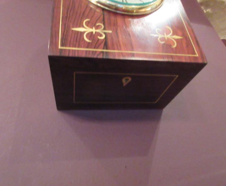 Late 19th Century Rosewood Inlaid Library Wall Clock - Image 4