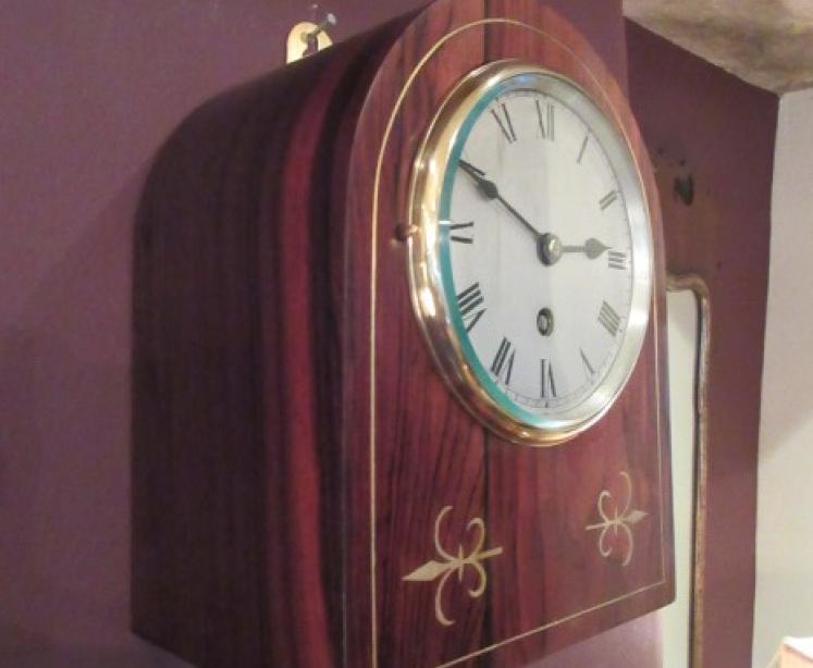 Late 19th Century Rosewood Inlaid Library Wall Clock - Image 5