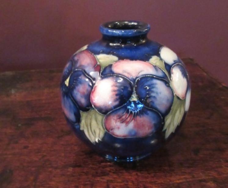 Moorcroft Pansy Pattern Globular Vase - Image 1