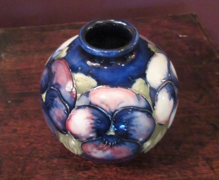 Moorcroft Pansy Pattern Globular Vase - Image 2