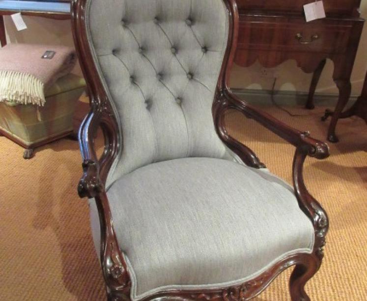 Superb Early Victorian Rosewood Open Armchair - Image 1