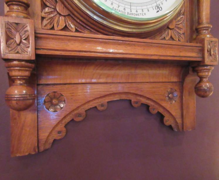 Superb Mid Victorian Polished Oak Hall Barometer - Image 4