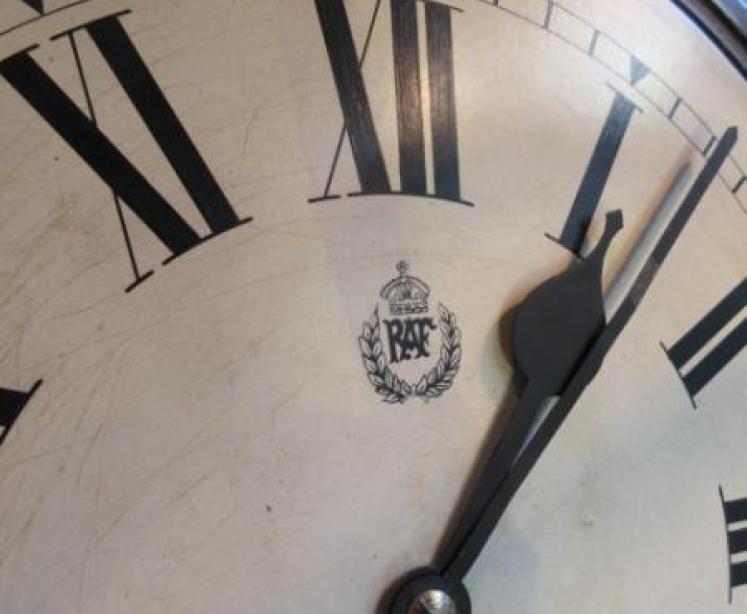 Genuine Ex RAF Mahogany 14" Fusee Dial Wall Clock - Image 3