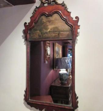 Early Victorian Mahogany Painted Panel Wall Mirror