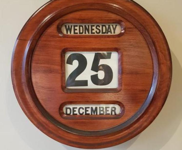 Victorian Walnut Perpetual Wall Calendar - Image 1