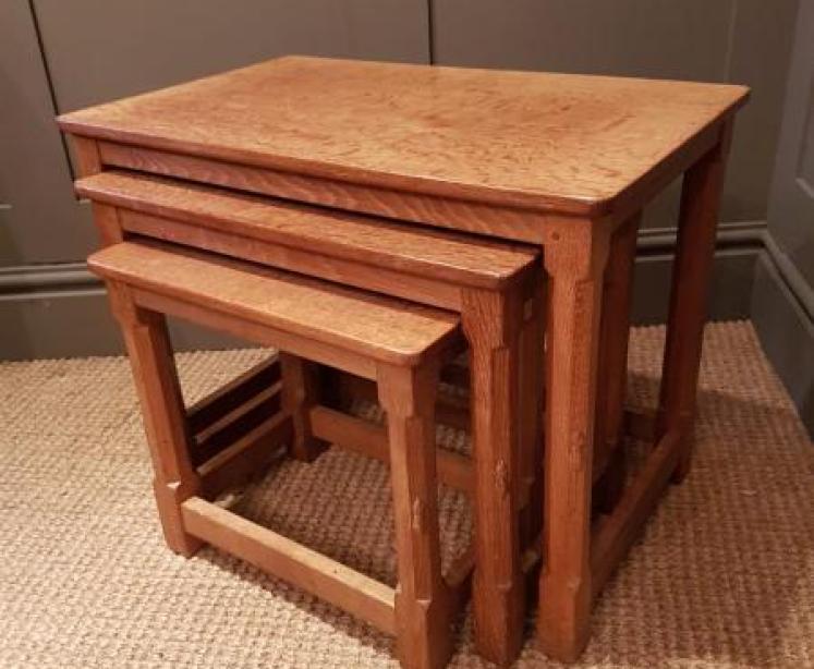 Nest of Mouseman Occasional Tables - Image 5