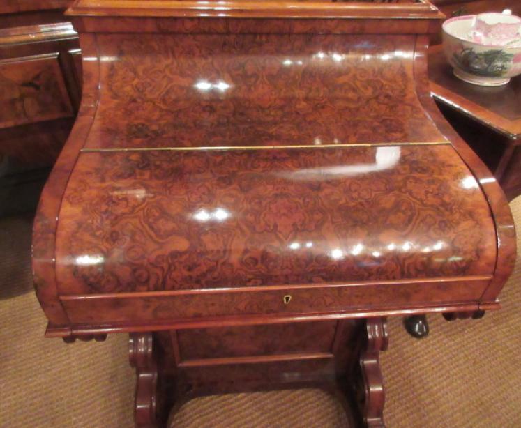 Superb Mid Victorian Burr Walnut Piano Front Davenport Desk - Image 2
