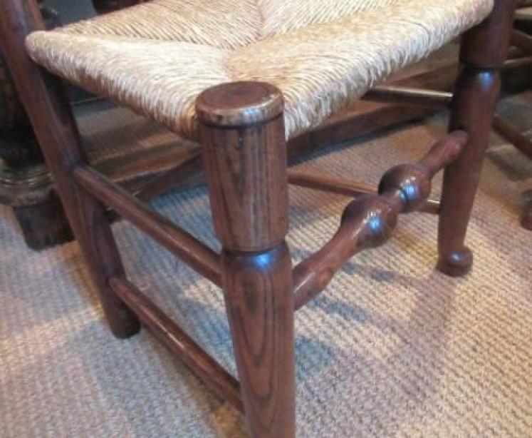 Set of Six 19th century Ash Rush Seated Chairs - Image 4