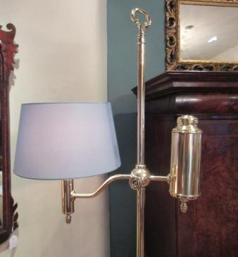 Edwardian Period Brass Rise & Fall Lamp Standard