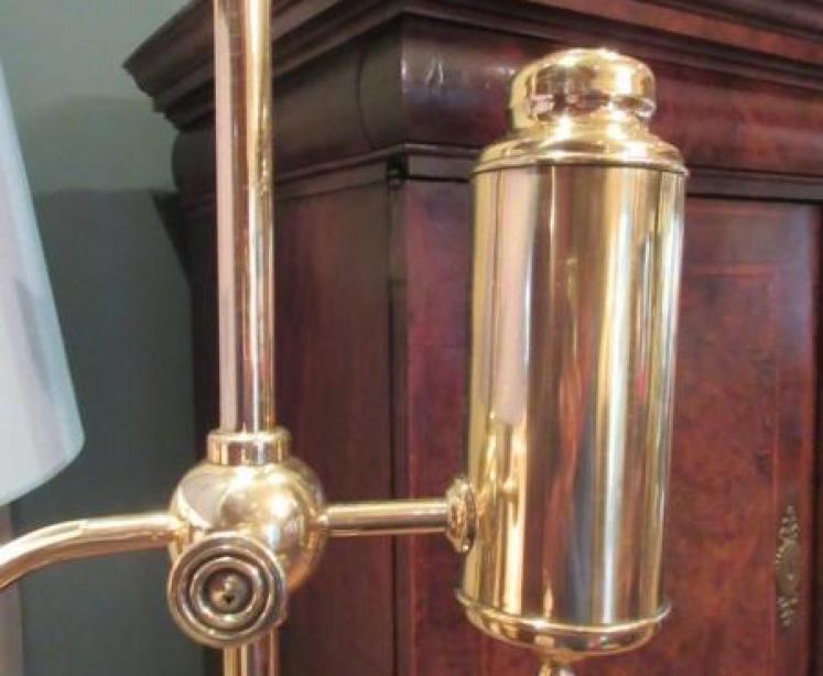 Edwardian Period Brass Rise & Fall Lamp Standard - Image 3