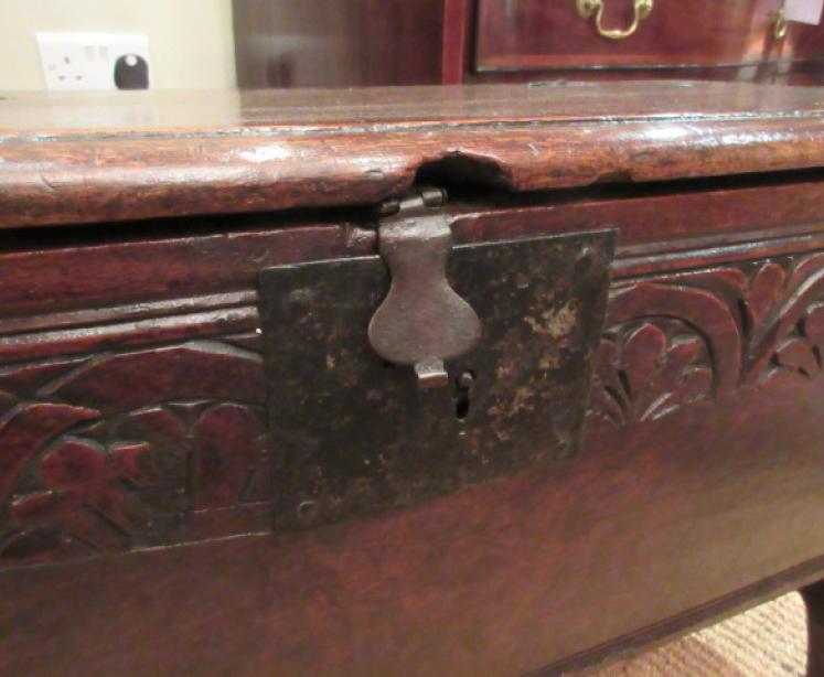 Superb George I Period Oak Six Plank Coffer.c.1720 - Image 4