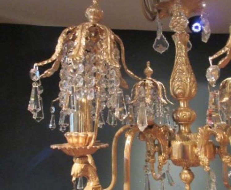 Pair of Matching 1920's Gilt Bronze Chandeliers - Image 3