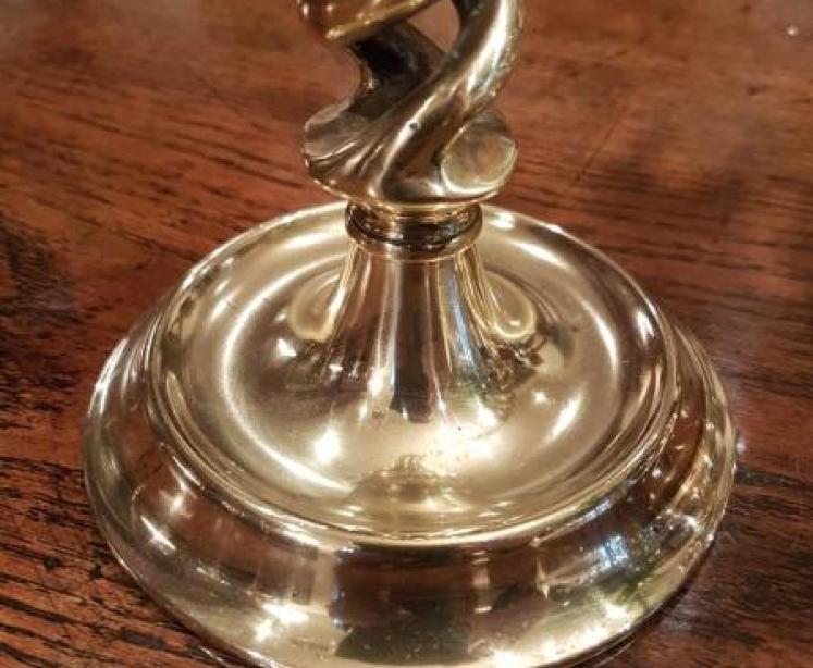 Pair of Victorian Cast Brass Barley Twist Candlesticks - Image 5