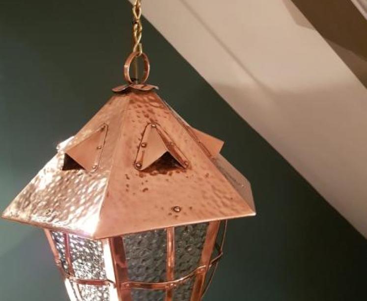 Arts and Crafts Copper Hall Lantern - Image 3