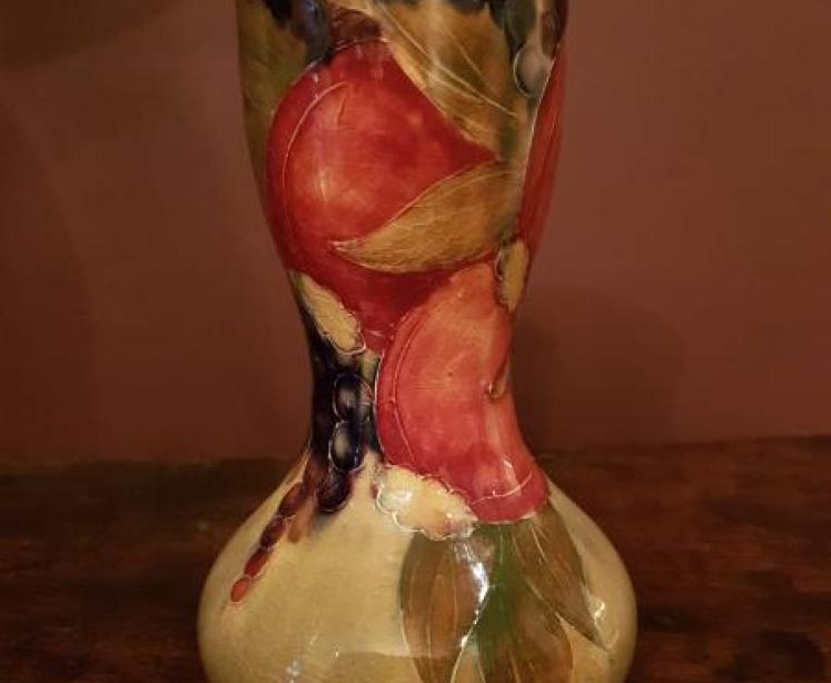 Early Moorcroft Pomegranate on Ochre Clay Vase - Image 1