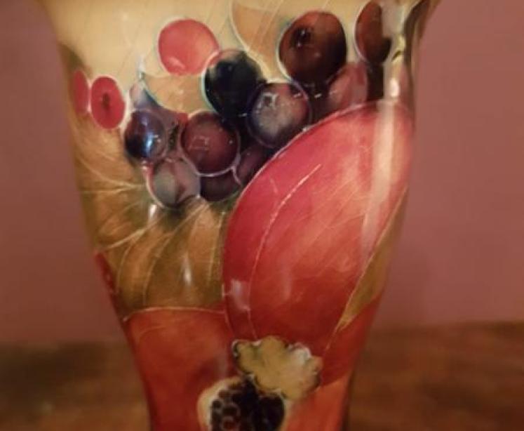 Early Moorcroft Pomegranate on Ochre Clay Vase - Image 3