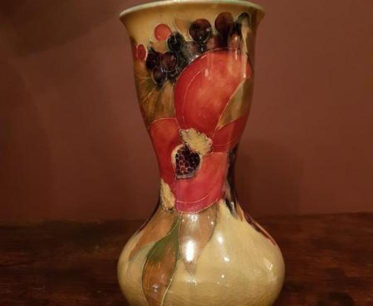 Early Moorcroft Pomegranate on Ochre Clay Vase - Image 4
