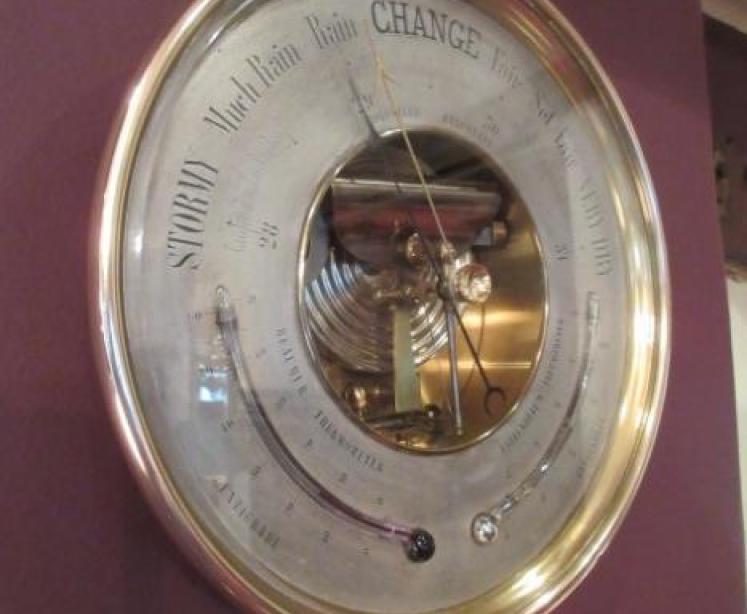 Superb Mid Victorian 8" Bronze Marine Barometer in Stand - Image 5