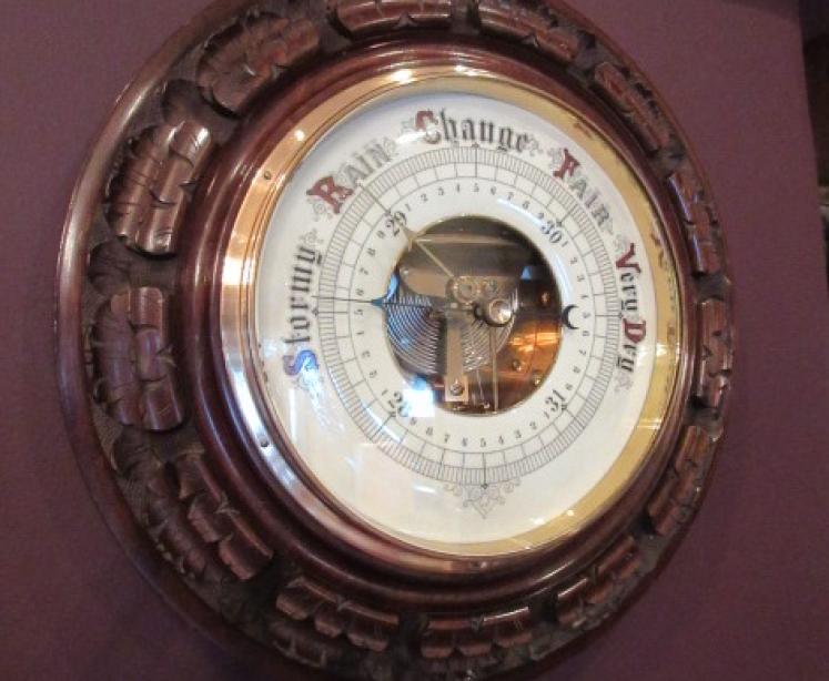 Impressive Victorian Antique Walnut 13.5" Barometer - Image 1