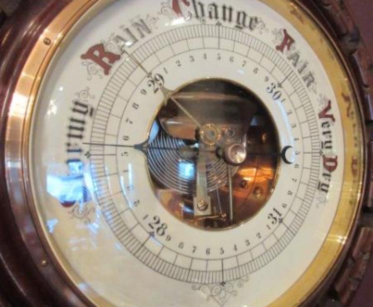 Impressive Victorian Antique Walnut 13.5" Barometer - Image 2