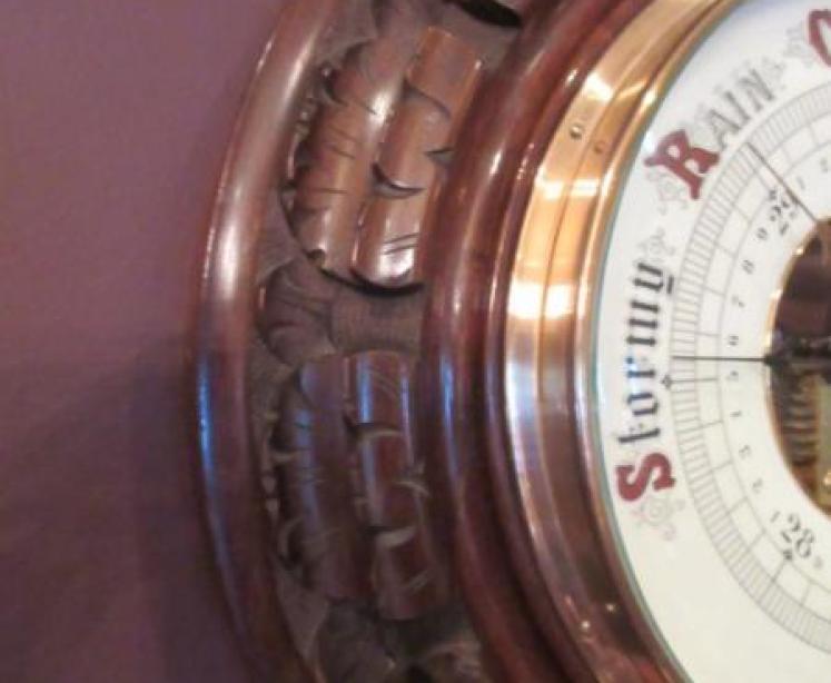 Impressive Victorian Antique Walnut 13.5" Barometer - Image 4