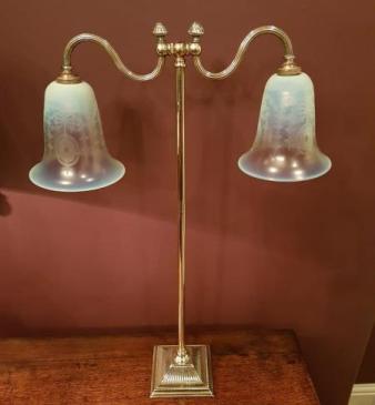 Edwardian Brass Twin Arm Table Lamp