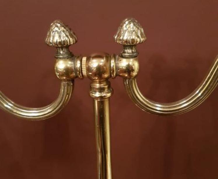 Edwardian Brass Twin Arm Table Lamp - Image 3