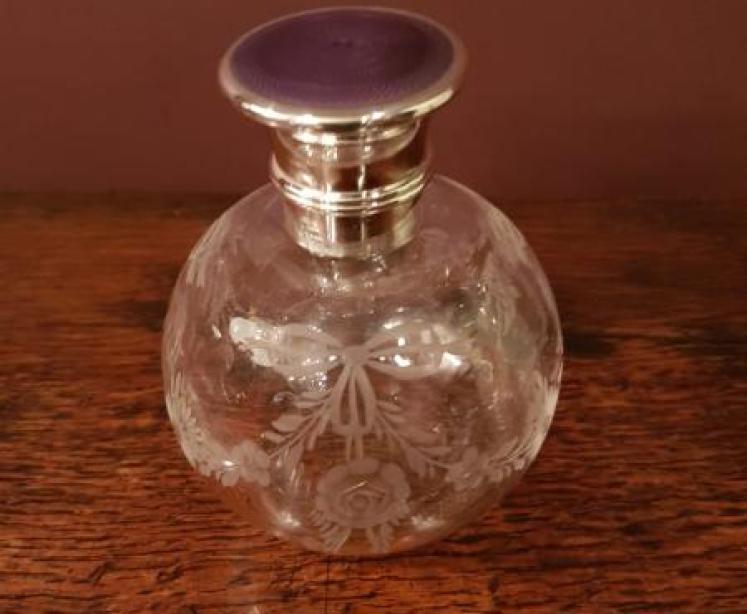 Rare Purple Enamel on Silver Mounted Scent - Image 1