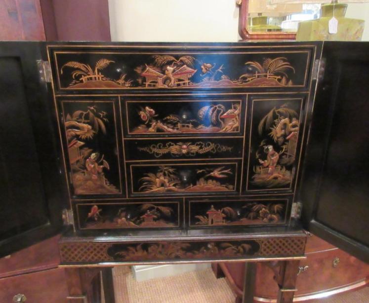 Edwardian Period Chinoiserie Collector's Cabinet on Stand - Image 3