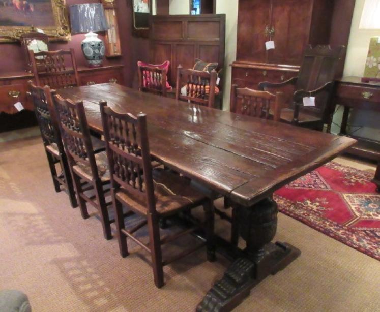 Superb George I Period Oak Planked Top Refectory Table - Image 5