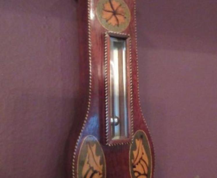 Superb Victorian Sheraton Inlaid Miniature Banjo Barometer - Image 2