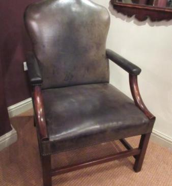 Mid 19th Century Leather Gainsborough Armchair