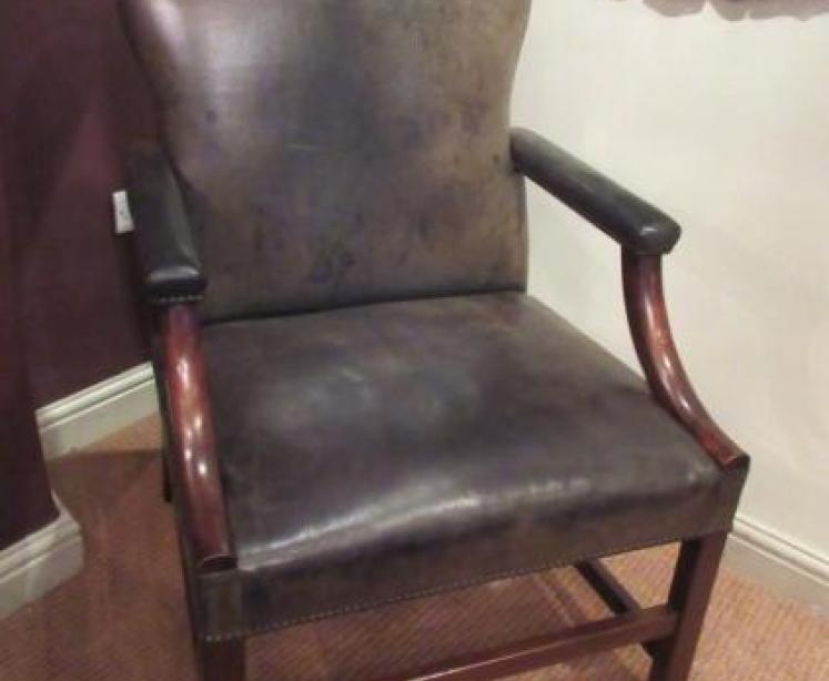 Mid 19th Century Leather Gainsborough Armchair - Image 1
