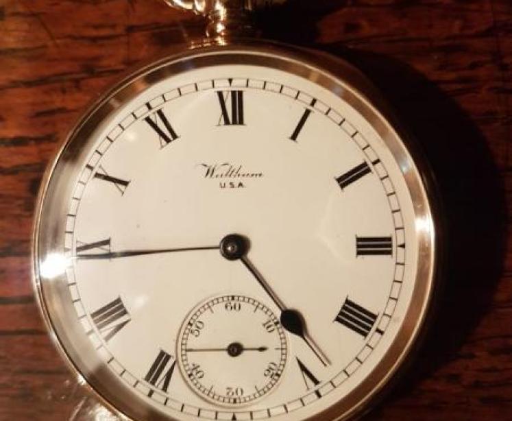 George V Period 9ct Gold Waltham Pocket Watch - Image 1