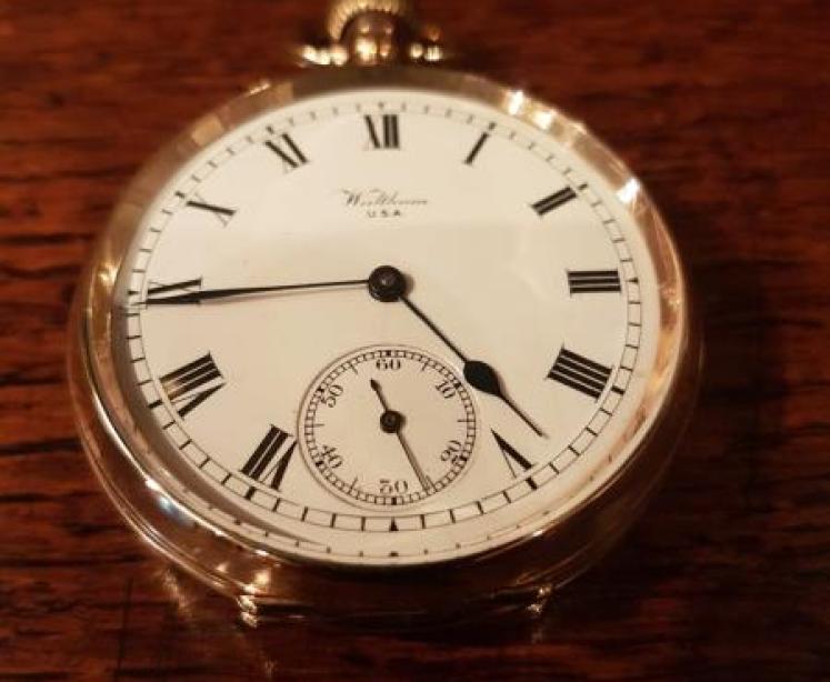 George V Period 9ct Gold Waltham Pocket Watch - Image 5