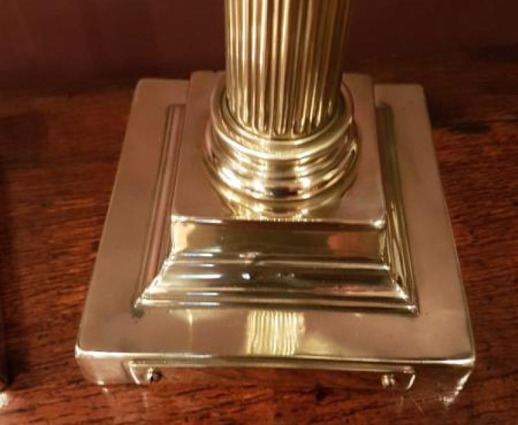 Pair of Edwardian Solid Brass Corinthian Column Table Lamps - Image 3