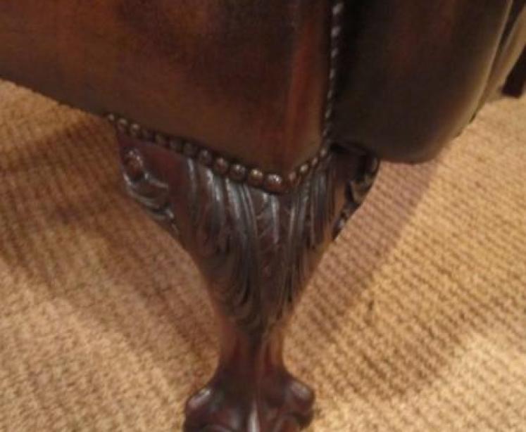 Stunning Large Edwardian Leather Wing Armchair - Image 3