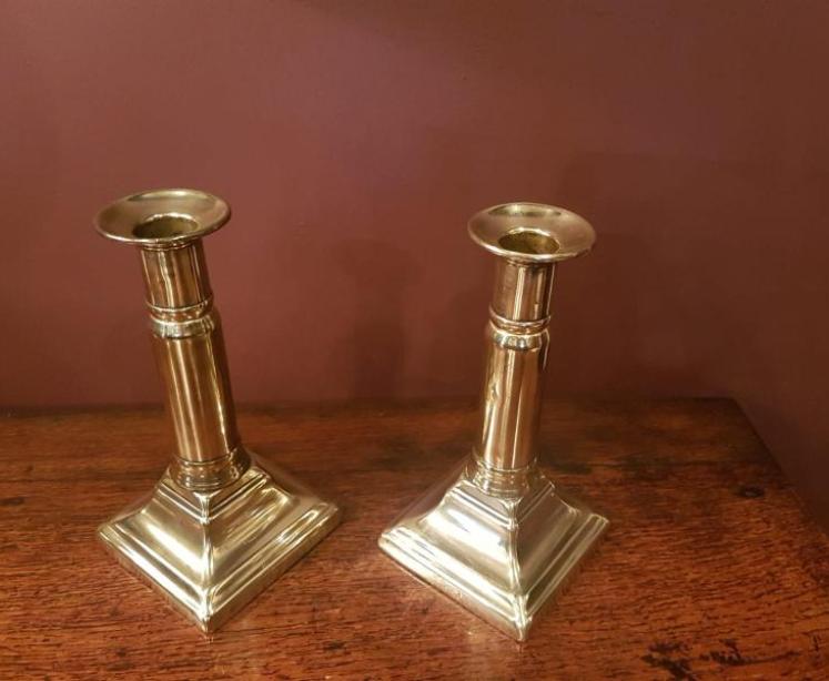 Rare Pair of Georgian Brass Telescopic Candlesticks - Image 5