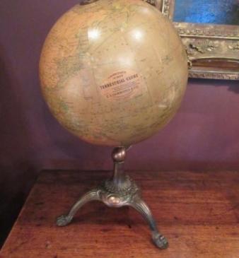 Large 1920's Hammond's 12" Paper Mache Terrestrial Globe