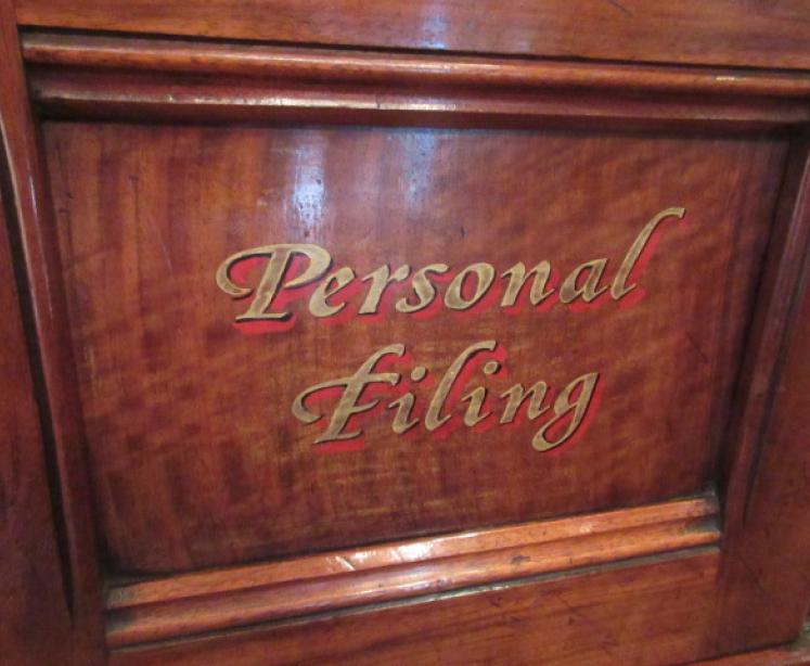 Superb Antique Sign Written Three Drawer Filing Cabinet - Image 2