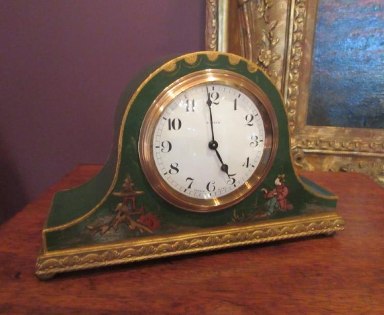Small Edwardian Lacquered Chinoiserie Mantel Clock - Image 1