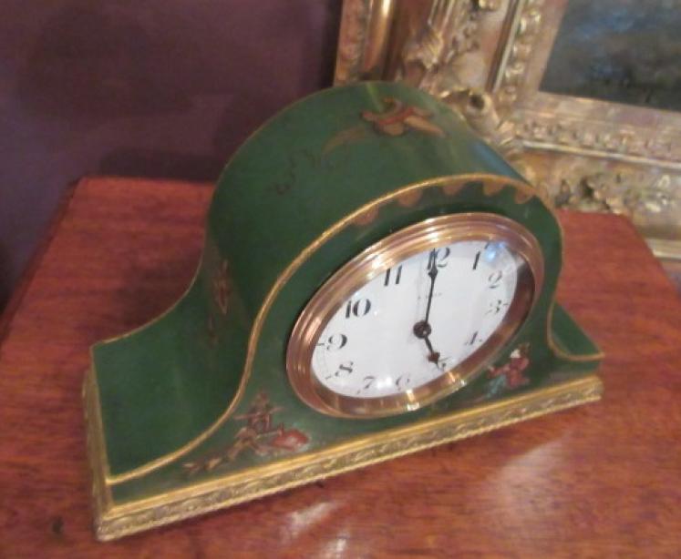 Small Edwardian Lacquered Chinoiserie Mantel Clock - Image 5