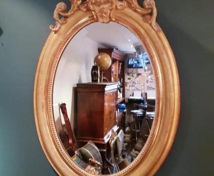 Early Victorian Timber Gilt Oval Mirror - Image 1